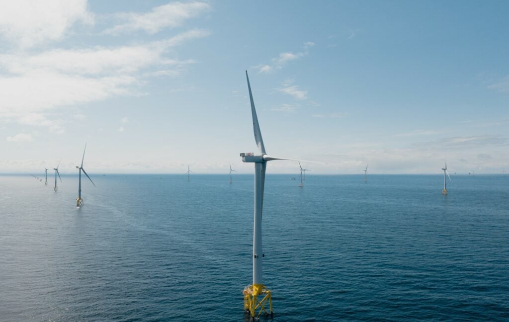 A photo of the Moray East offshore wind farm in Scotland