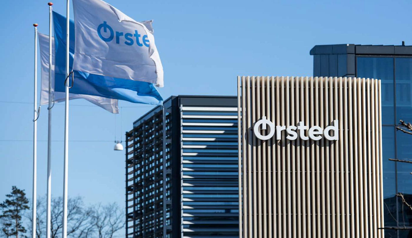 Ørsted building and flags