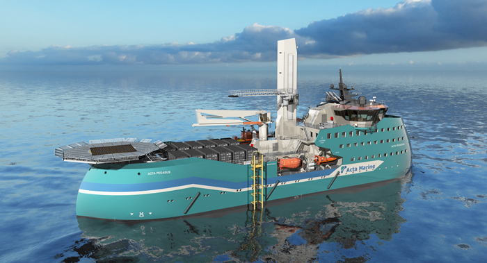 An visualization of the Acta Pegasus construction service operations vessel