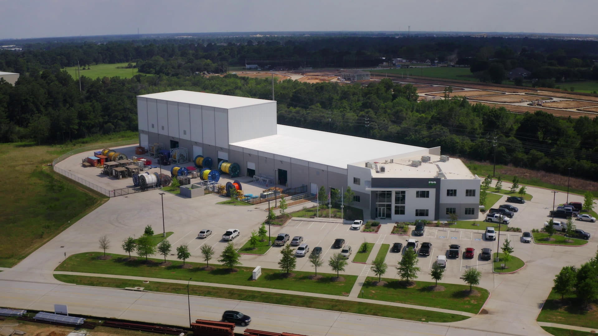 An aerial photo of JDR Cable Systems' facility in Houston, Trxas, US