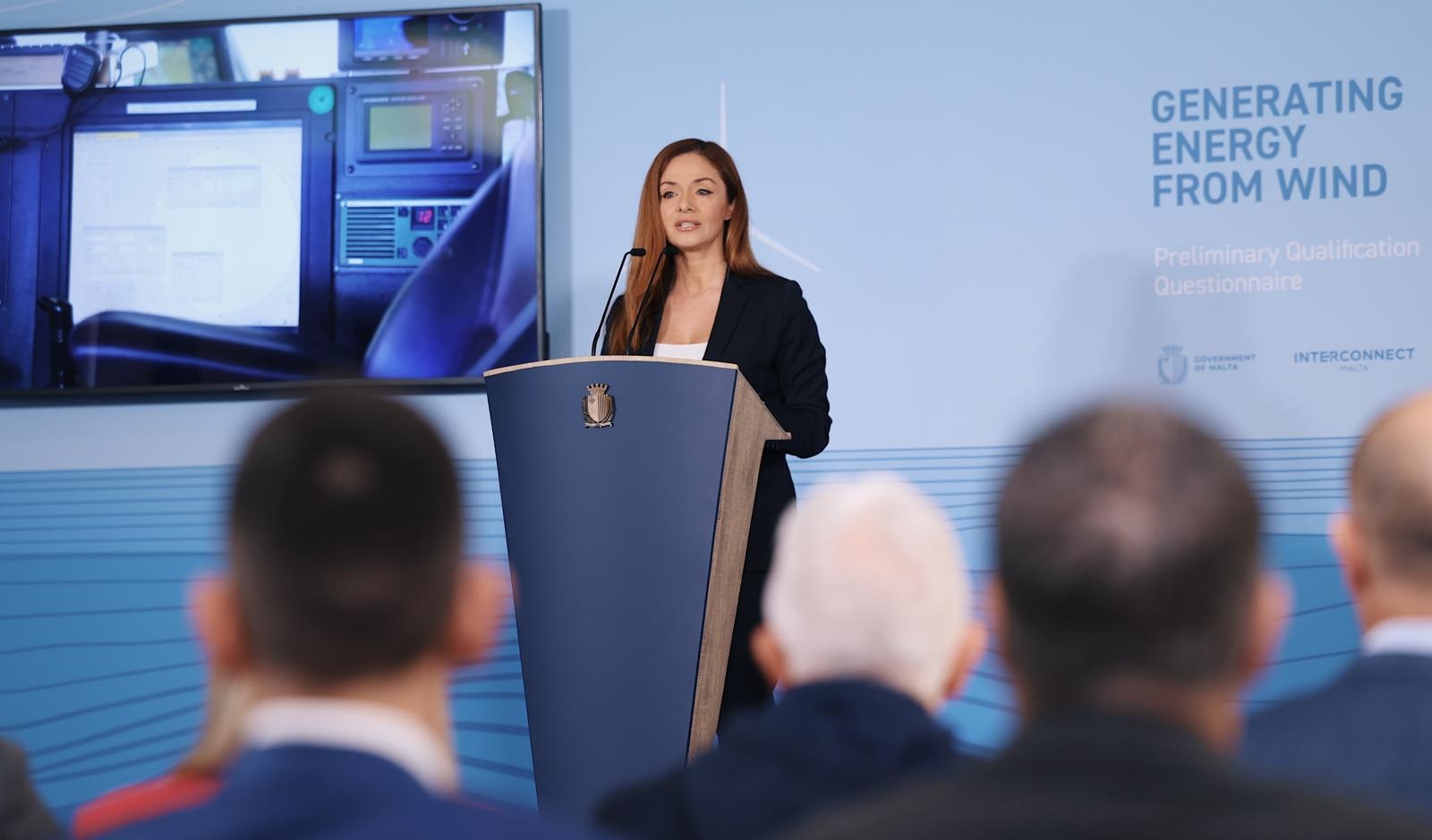 Minister for Energy Miriam Dalli at the launch of Malta's first offshore wind tender