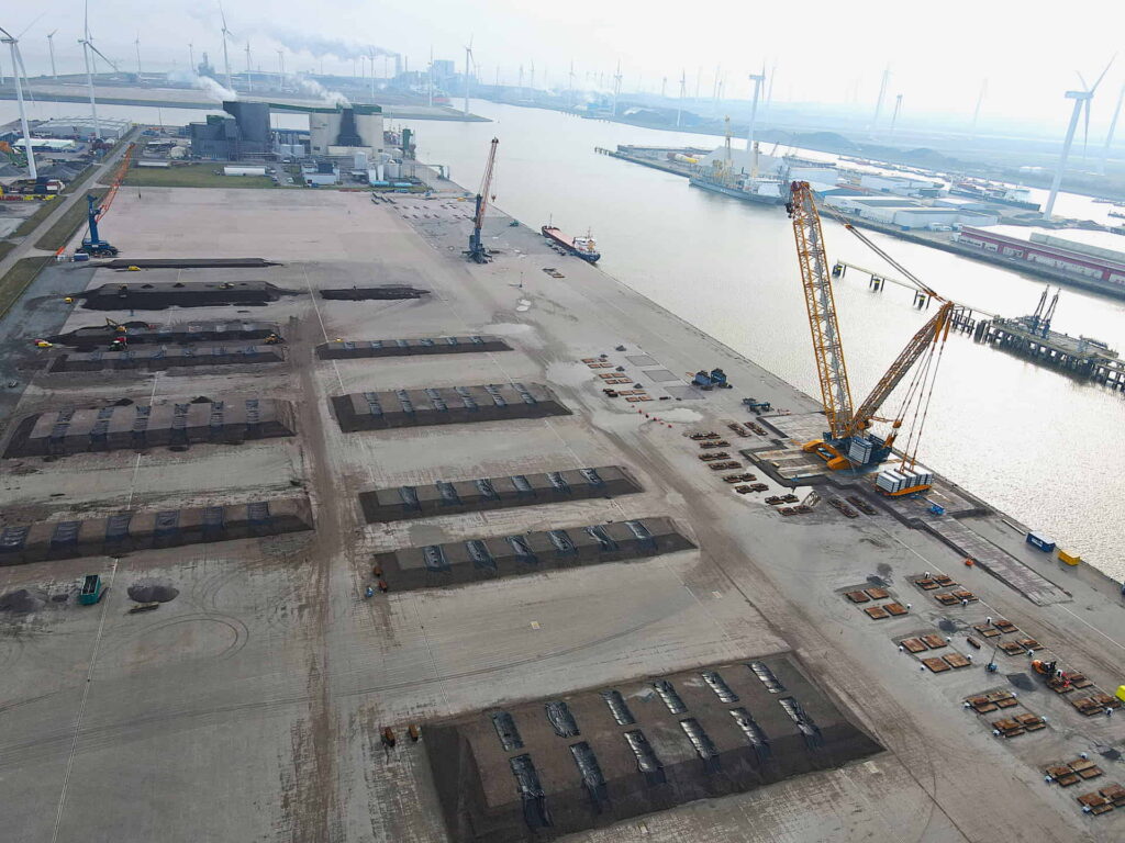 An aerial photo of the Buss Terminal in Eemshaven