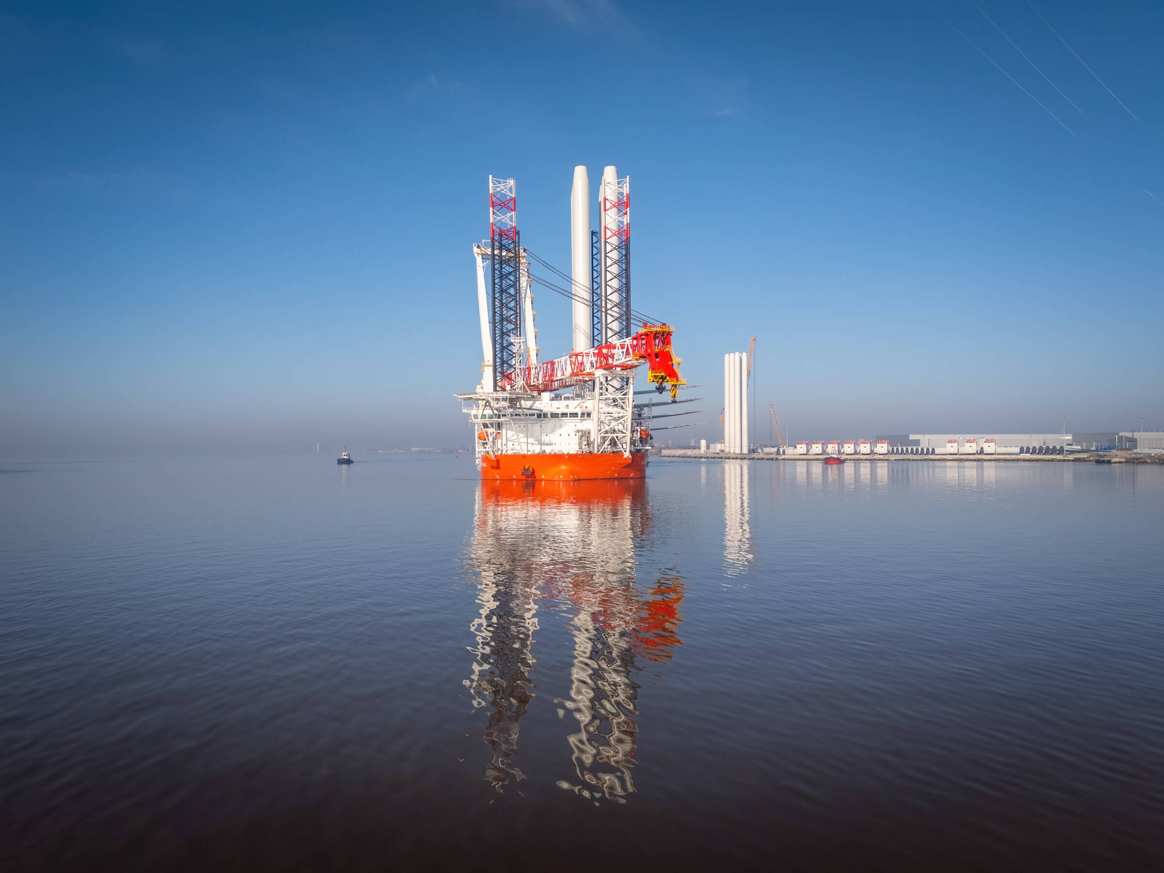 A photo of the Wind Keeper jack-up vessel at sea