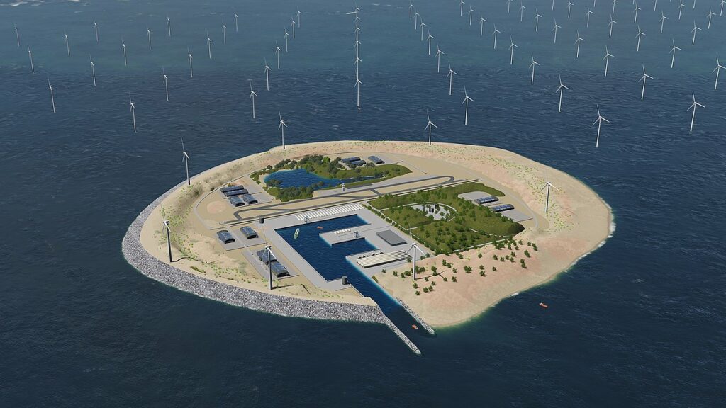 Offshore Wind power Hub. Artist impression Tennet