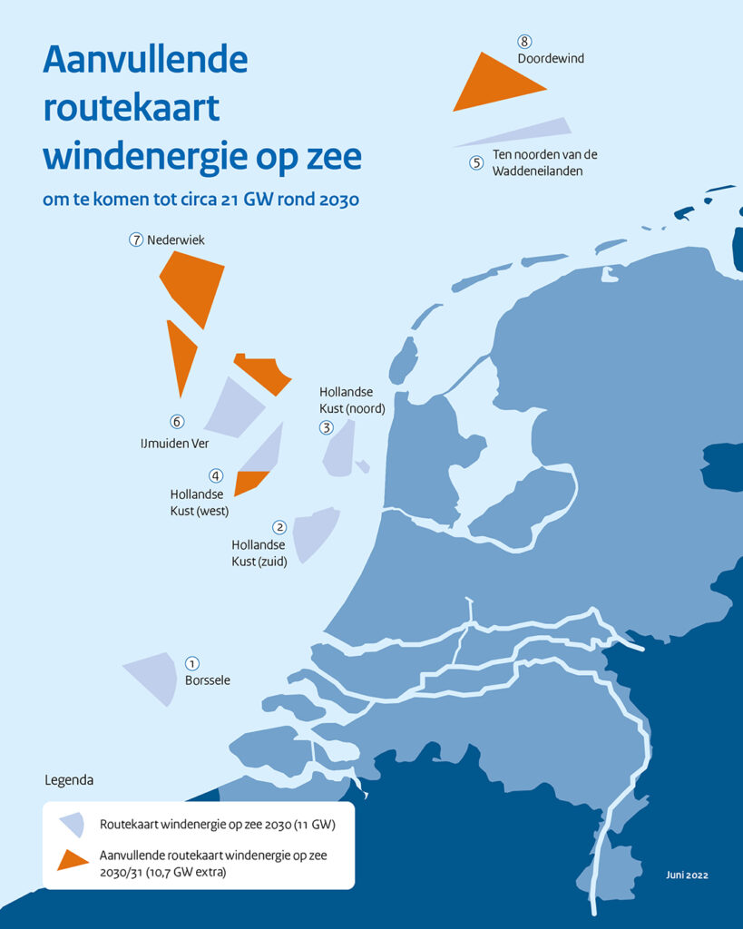 Offshore wind zones Nederland. Foto, Rijksoverheid.