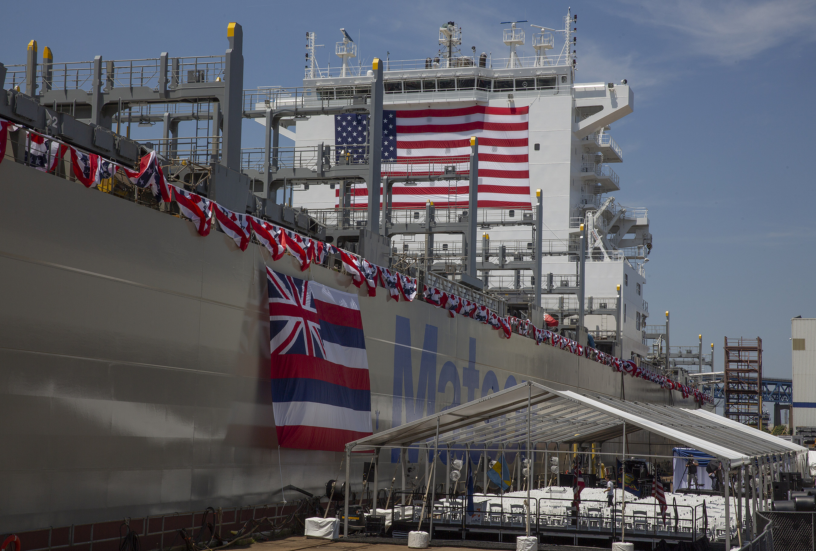 Matson's dual-fueled vessel christened at Philly Shipyard