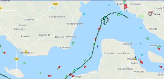 marine traffic track of MSC Arushi R