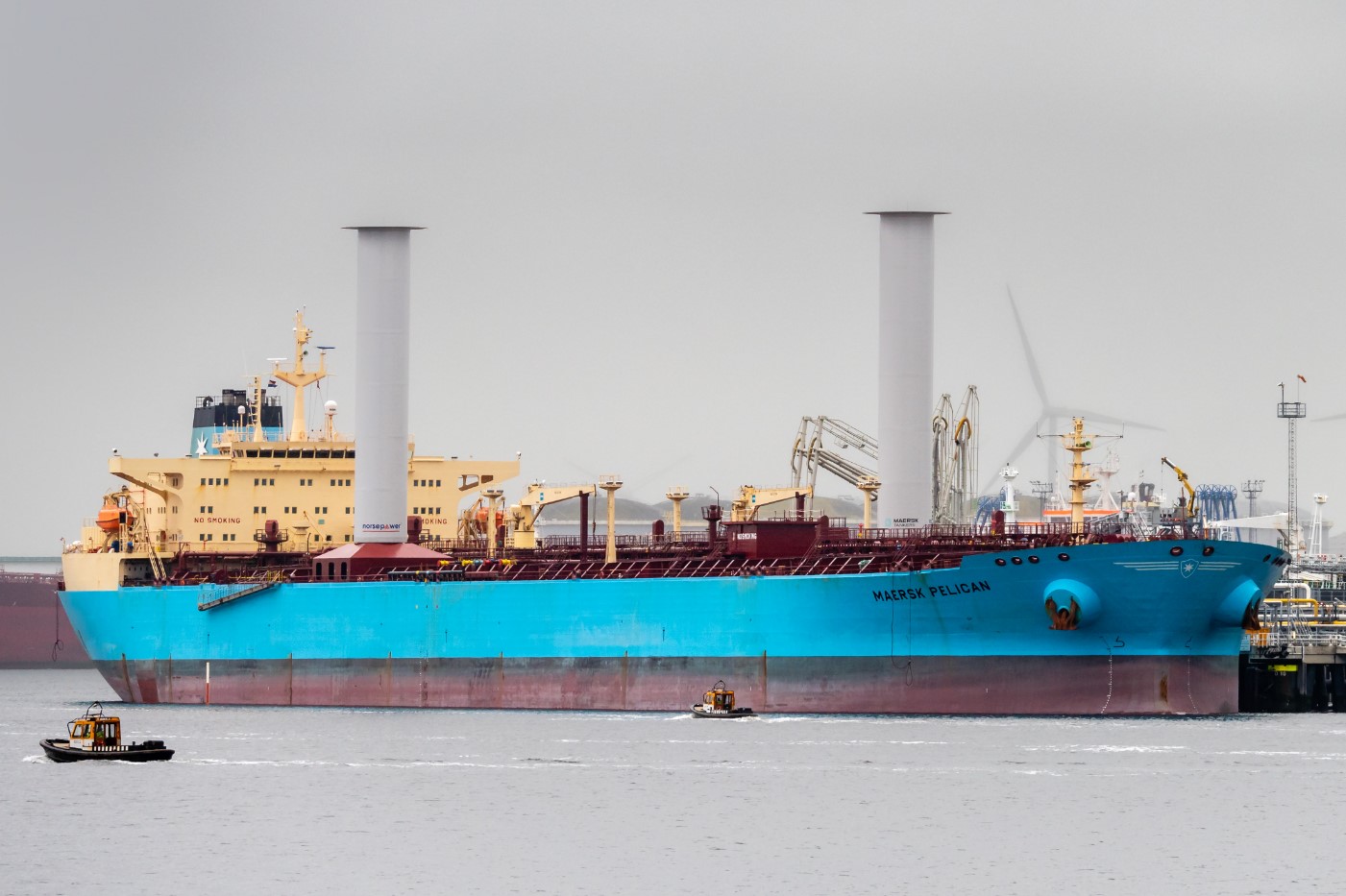 Two 30mx5m Norsepower Rotor Sails onboard the Maersk Pelican