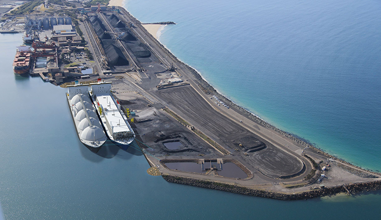 Illustration of the new 250 million Port Kembla gas terminal
