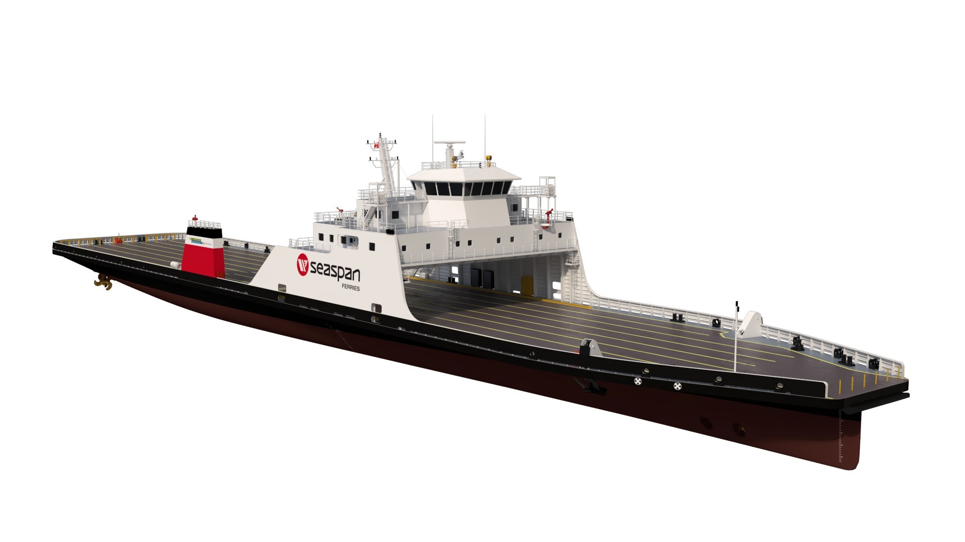 Rendering of new LNG-Hybrid vessel to be built for Seaspan Ferries