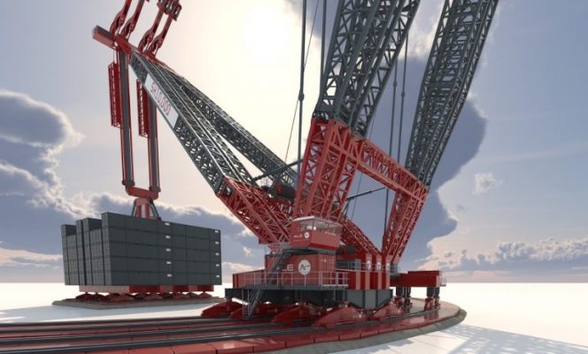 Illustration; Ale's newnew SK10,000 crane, claiming it to be the world’s largest capacity land-based crane