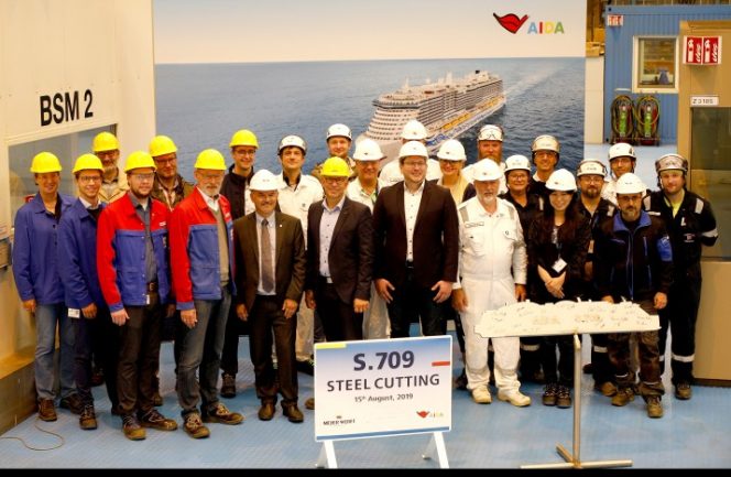 Meyer Werft cuts steel for AIDA Cruises second LNG-fueled liner