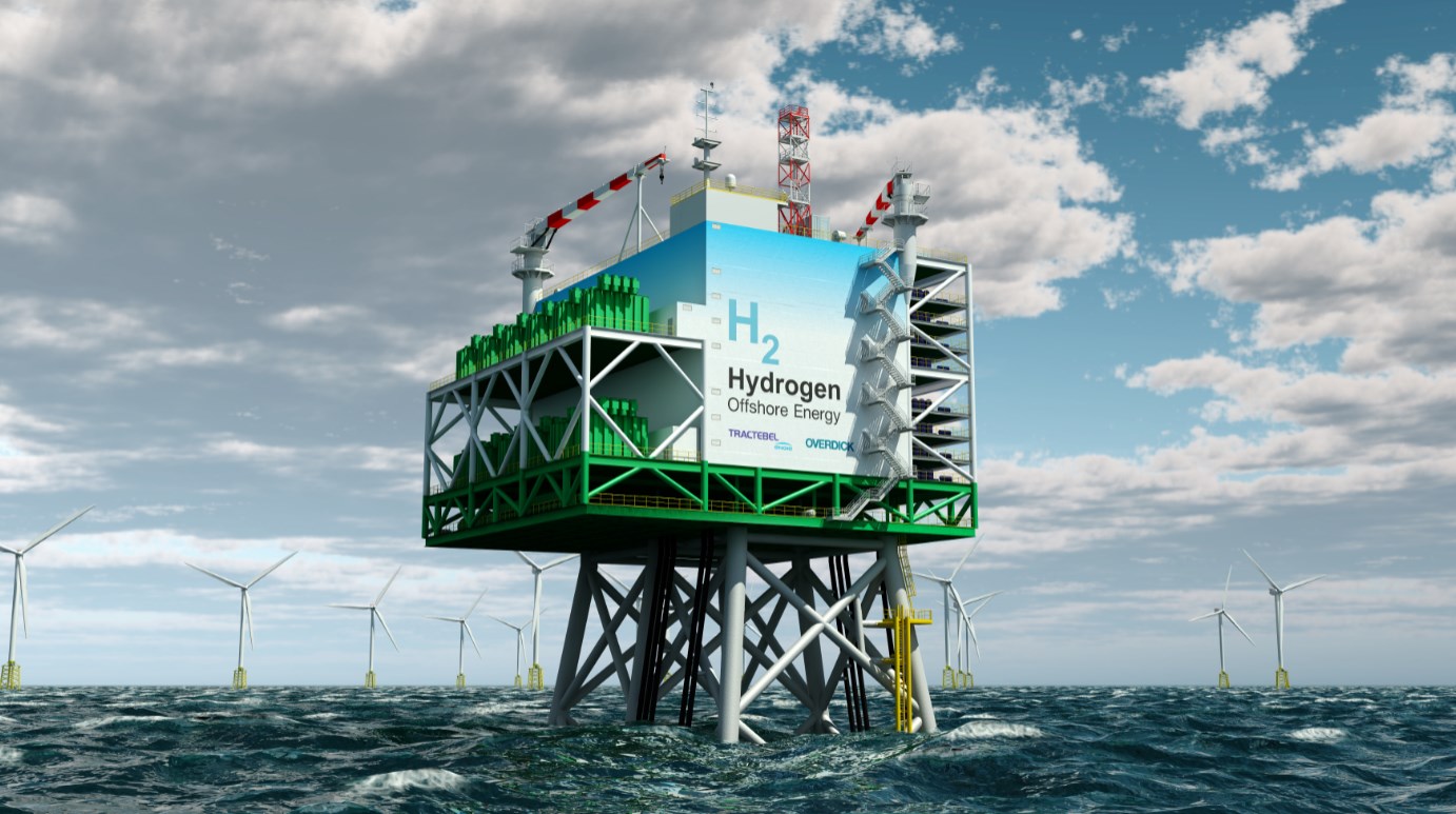 An image of a Hydrogen-Producing Offshore Platform by Tractebel