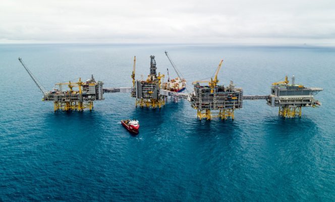 The Johan Sverdrup field in the North Sea. (Photo: Espen Rønnevik / Øyvind Gravås – Equinor ASA)