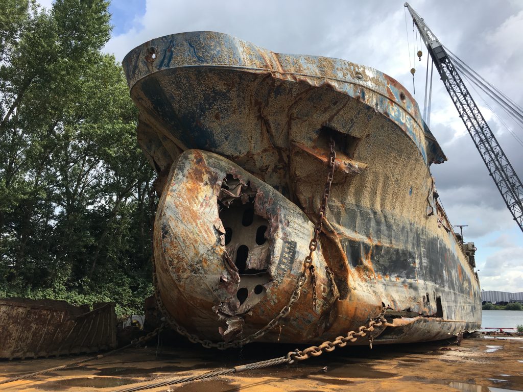 Ship breaking at beach