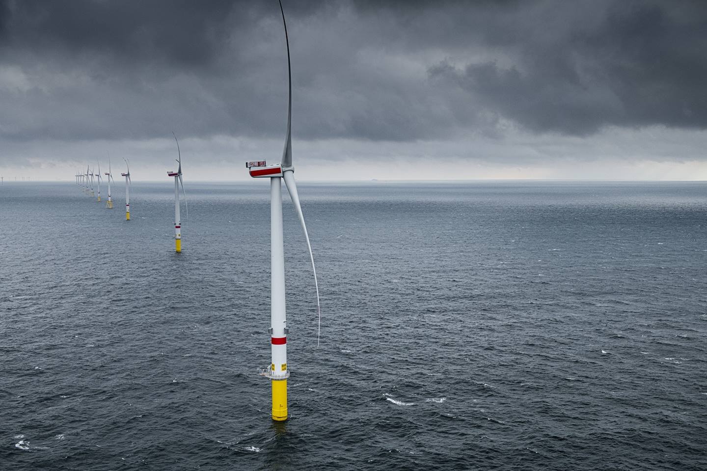 A photo of an offshore wind farm