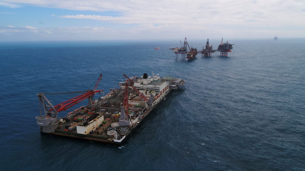 Pioneering Spirit in the Valhall field; Source: Allseas