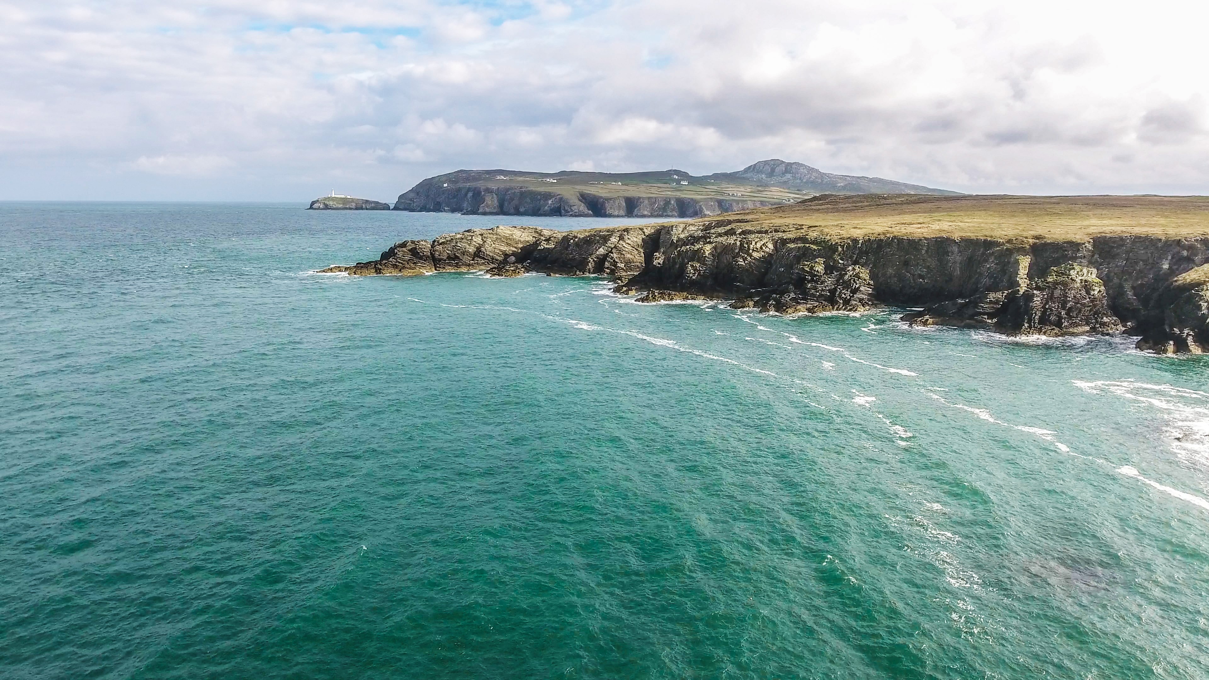 Side view of the South Stack island off Anglesey in Wales