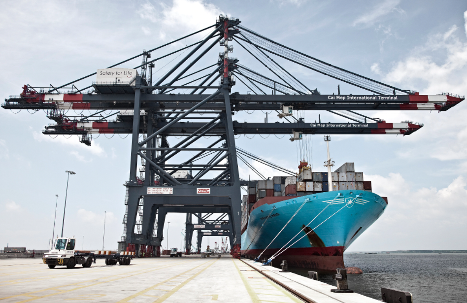 Maersk vessel at a terminal