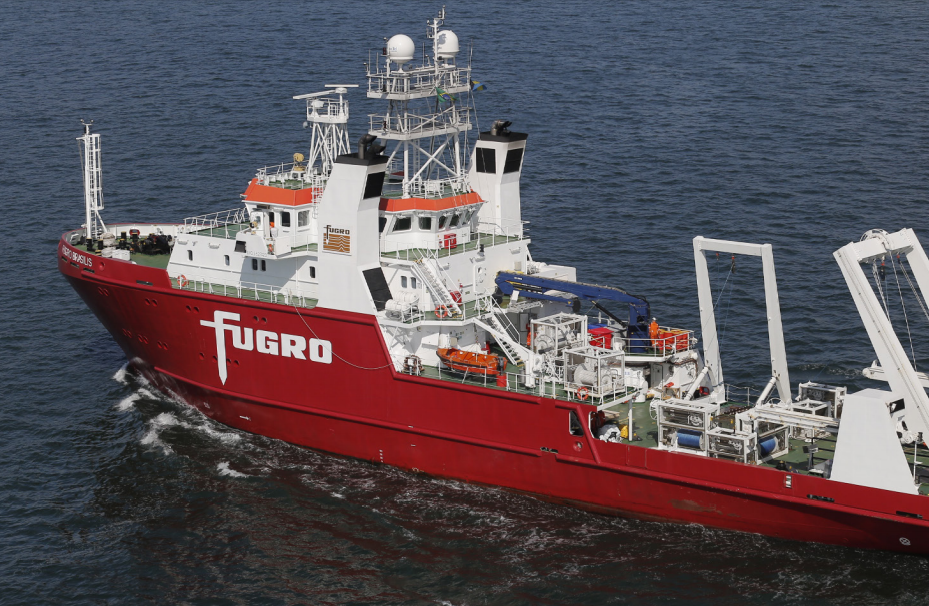 A photo of the Fugro Brasilis survey vessel at sea