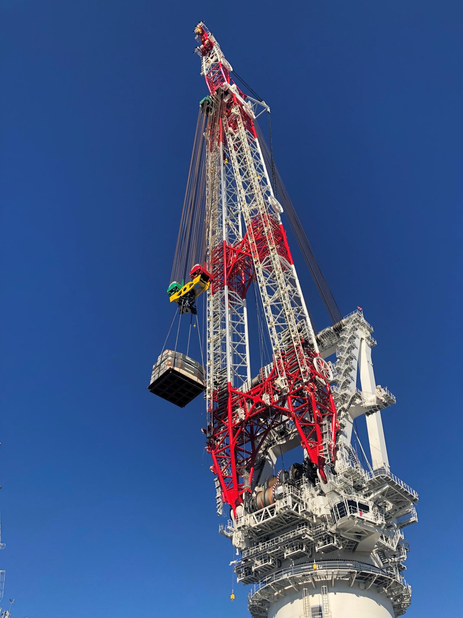 A photo of Liebherr crane onboard the Orion vessel