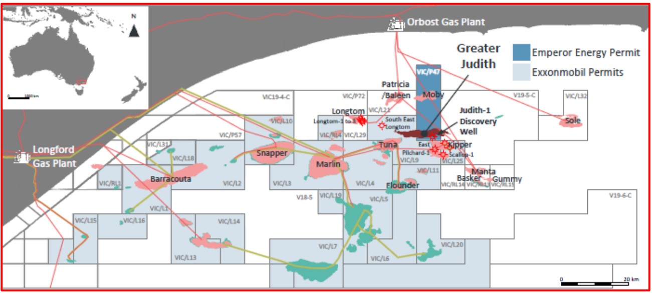 Location of Judith gas field; Source: Emperor