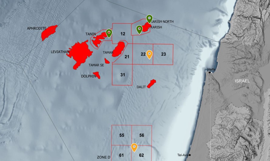 Location of Karish and Tanin fields; Source: Energean