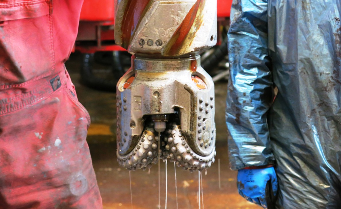 Drill bit during drilling operations on one of Hurricane's wells