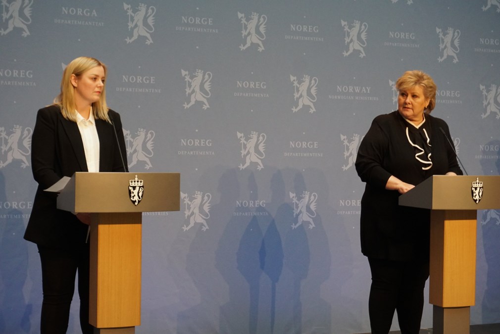 Norwegian Minister of Petroleum and Energy Tina Bru and Prime Minister Erna Solberg.