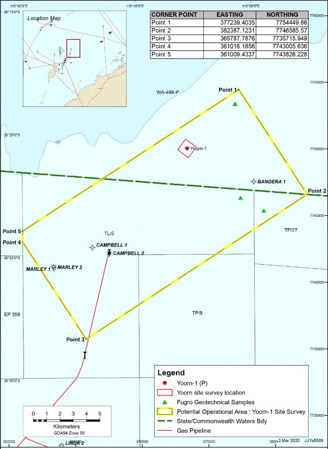 Location of Yoorn-1 well; Source: Santos