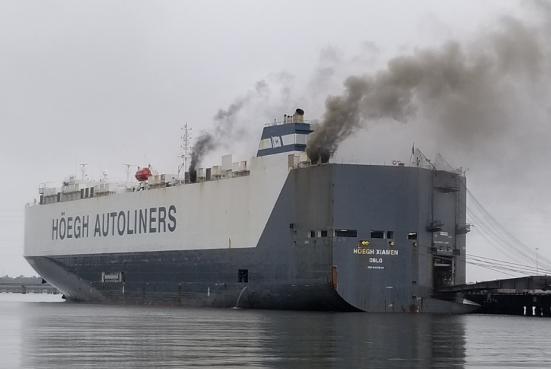 fire on vehicle carrier