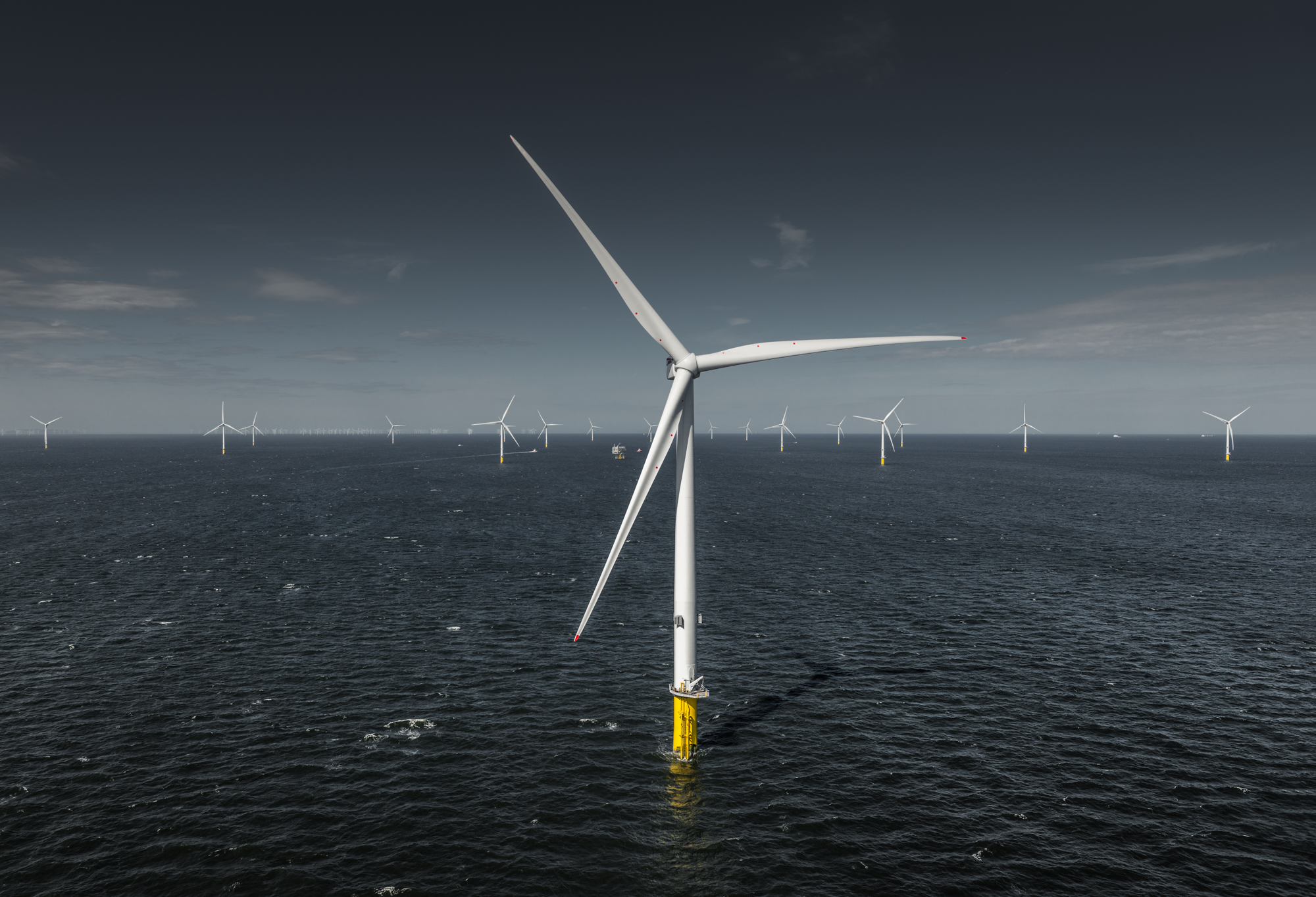 A photo of the UK Burbo Bank offshore wind farm