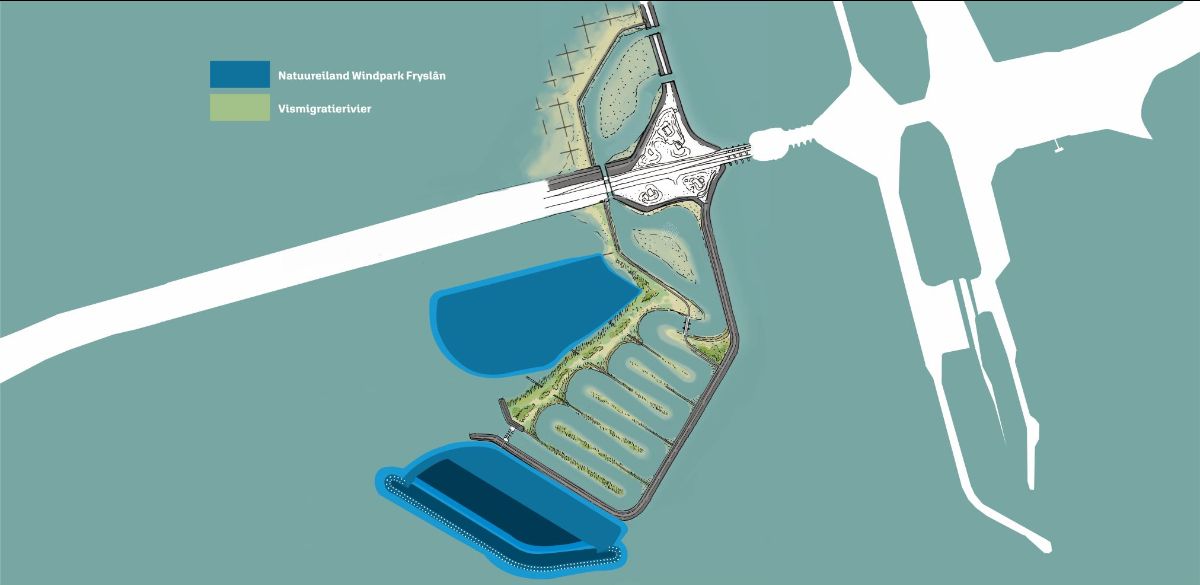 Project map of the artificial island for Windpark Fryslân