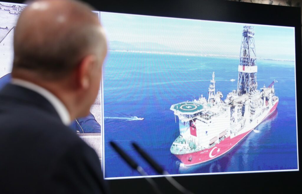 Recep Tayyip Erdoğan during the presentation of the Tuna-1 discovery; Source: Presidential website Turkey Rystad Energy