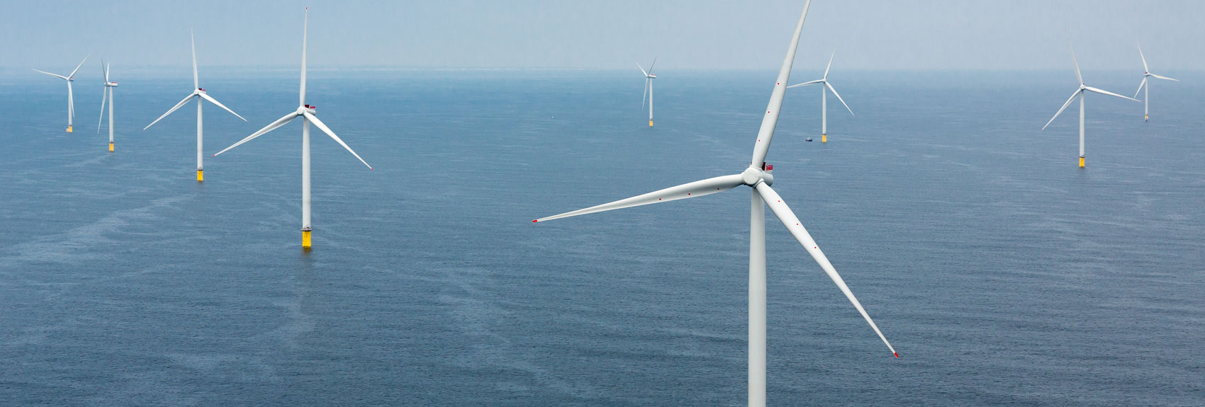 An aerial photo of the Galloper offshore wind farm in the UK