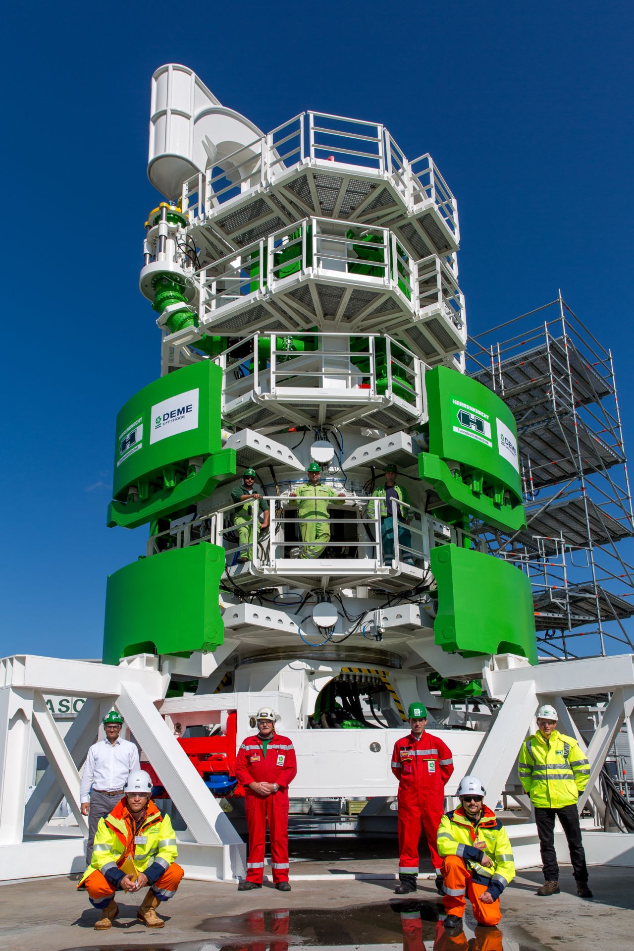 The subsea drill system in DEME's signature green color
