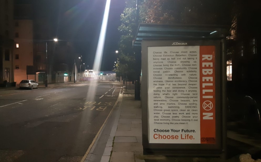 Bus stop boards; Source: Extinction Rebellion