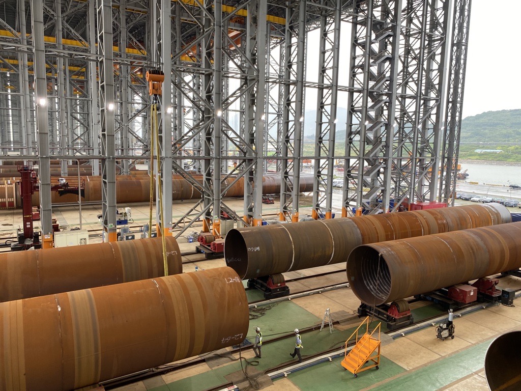 Pin piles for wind turbines for Greater Changhua being manufactured