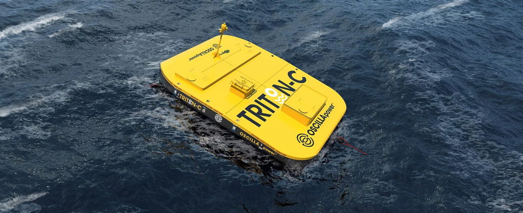 An image showing the concept for Oscilla Power's Triton wave energy device concept (Courtesy of Oscilla Power)