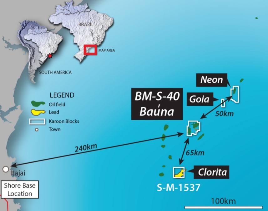 Karoon's Brazilian asset portfolio, including Baúna field; Source: Karoon