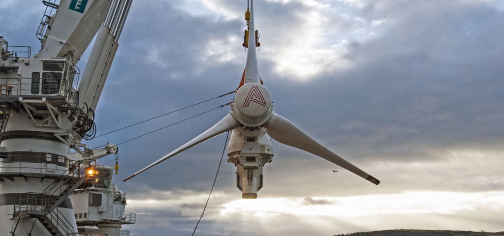 A photo of SIMEC Atlantis' AR-1500 tidal turbine (Courtesy of SIMEC Atlantis)