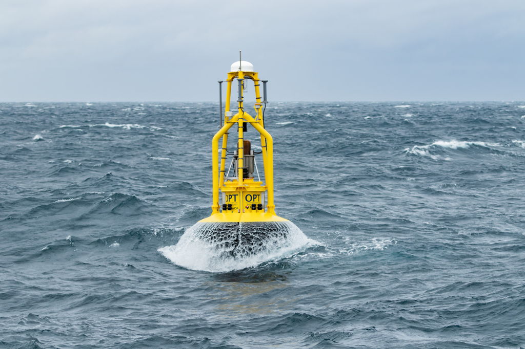 A photo of OPT's PB3 PowerBuoy (Courtesy of Ocean Power Technologies)