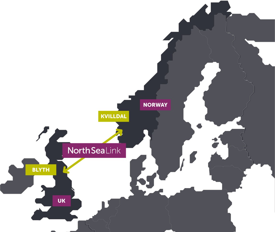 North Sea Link map