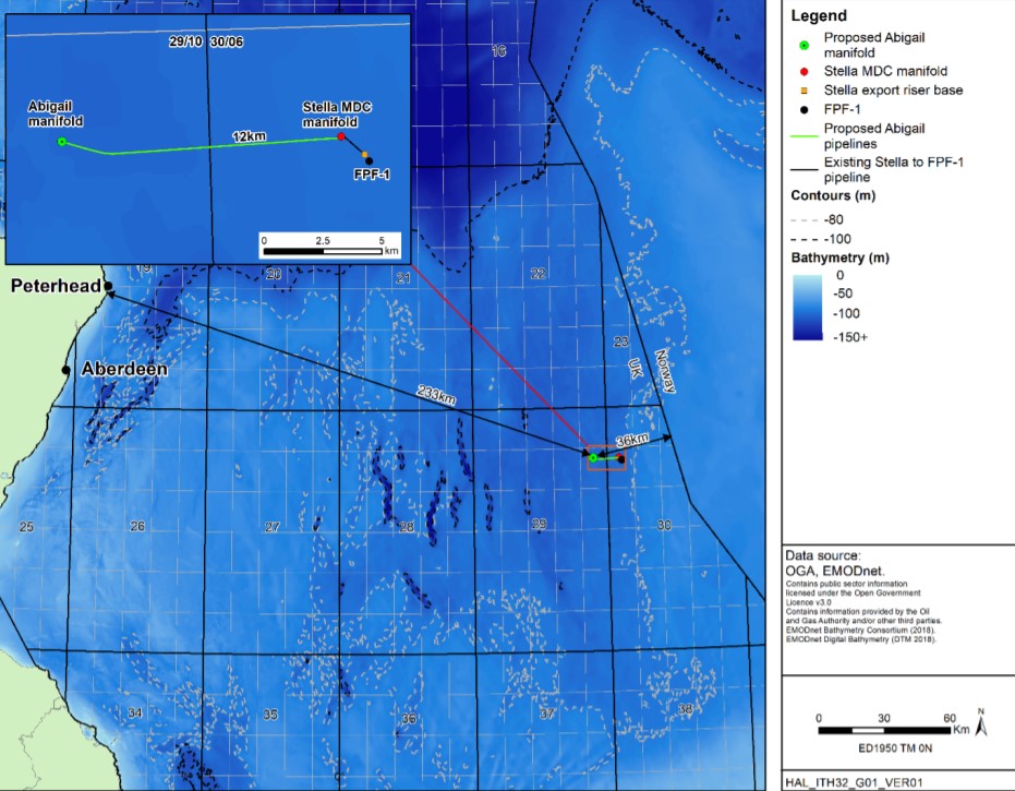 Location of the proposed Abigail development - Ithaca Energy