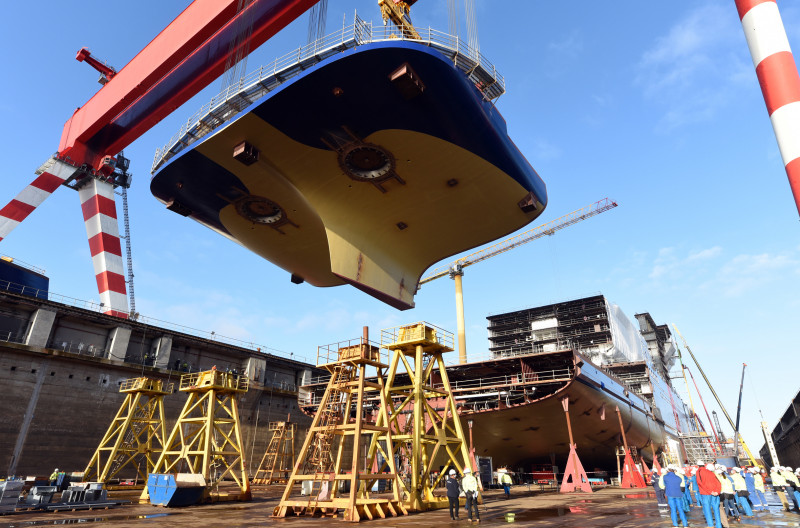 Laying of a keel block for Celebrity Beyond