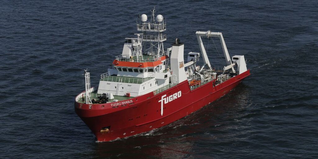 The Fugro Brasilis survey vessel at sea