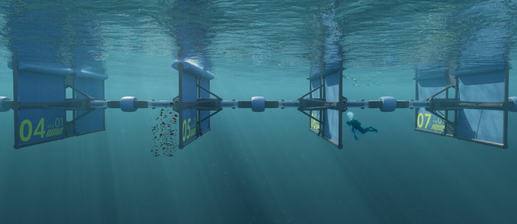 An image showing Wavepiston wave energy system (Courtesy of Wavepiston)