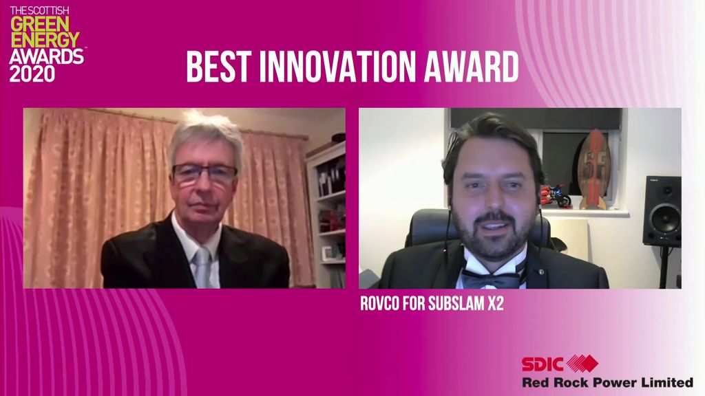 A screenshot of Rovco being announced as the winner of Best Innovation Award (Courtesy of Scottish Renewables)