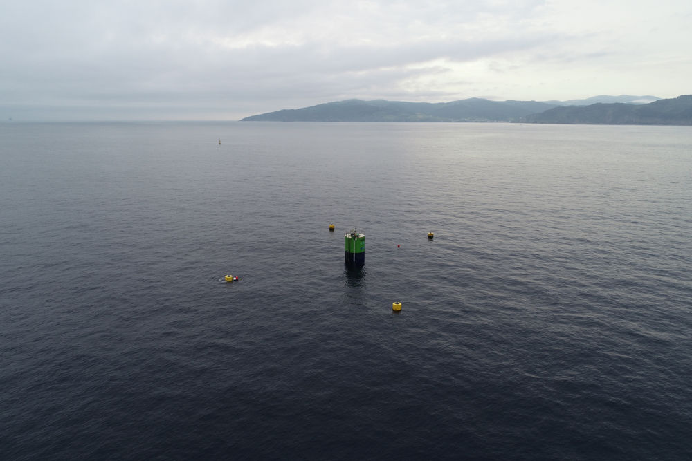 A photo of Marmok-A5 wave energy device deployed off Basque Country (Courtesy of Ente Vasco de la Energia)