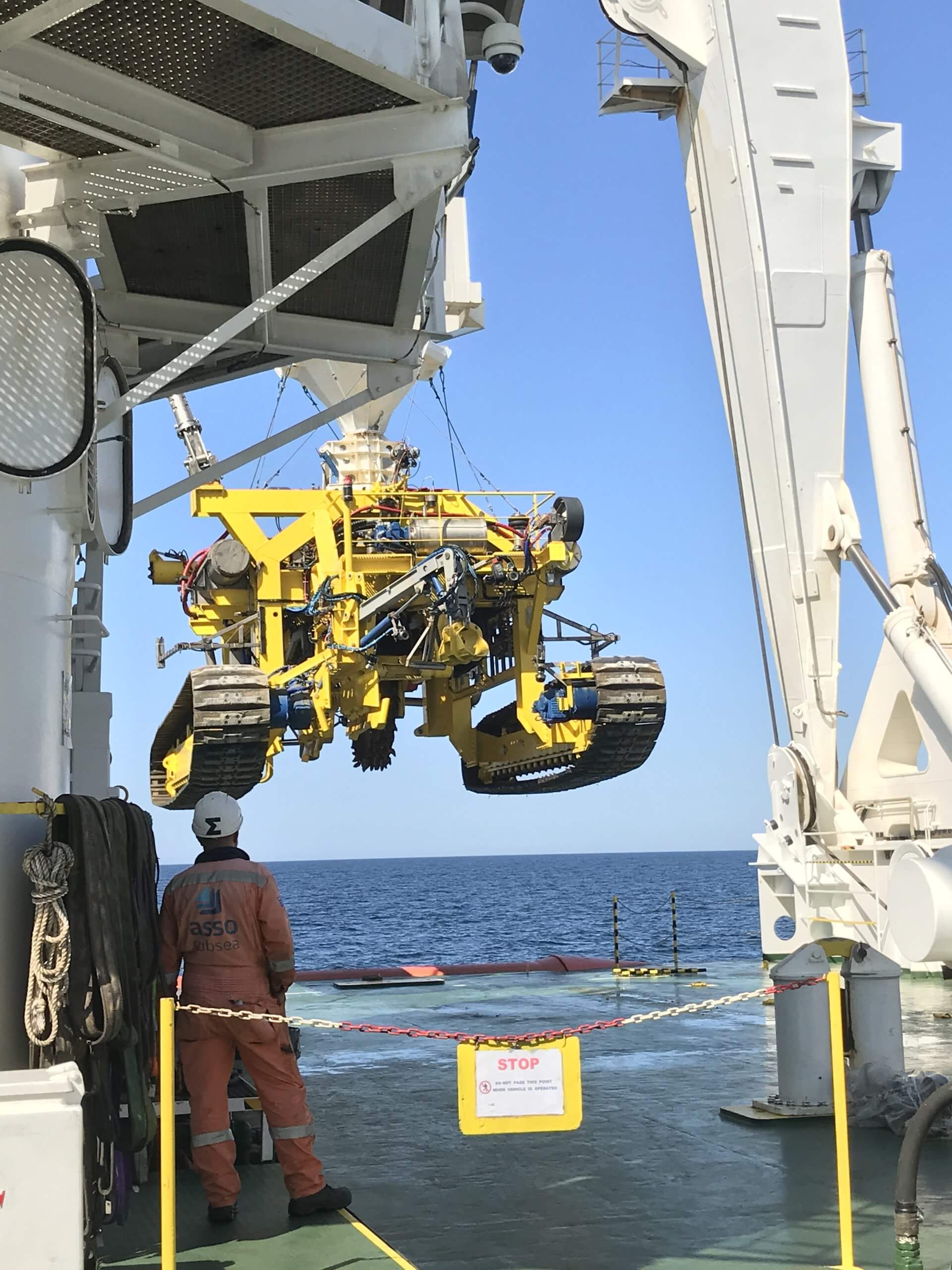 The trencher during Prysmian's test campaign at the Saint-Brieuc offshore wind farm